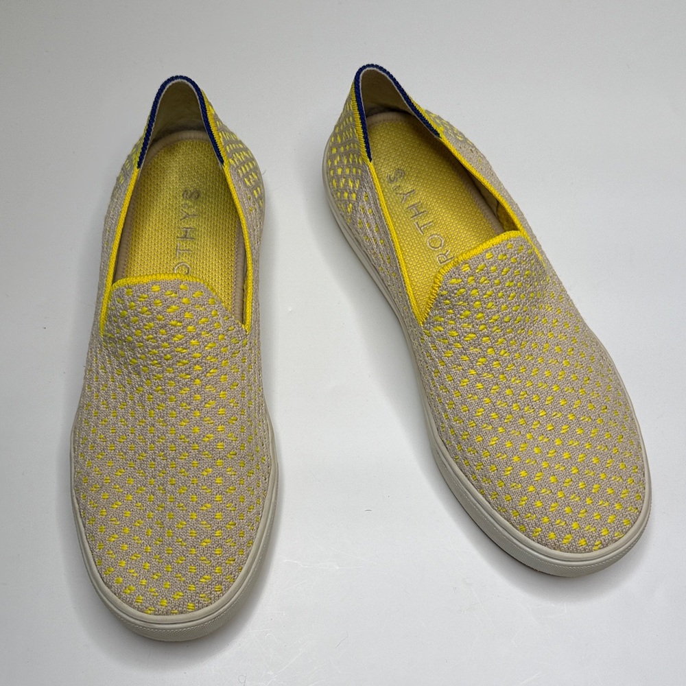 Rothy's Lemon Yellow Honeycomb The Sneaker Washable Slip-on S-402 Sz 8